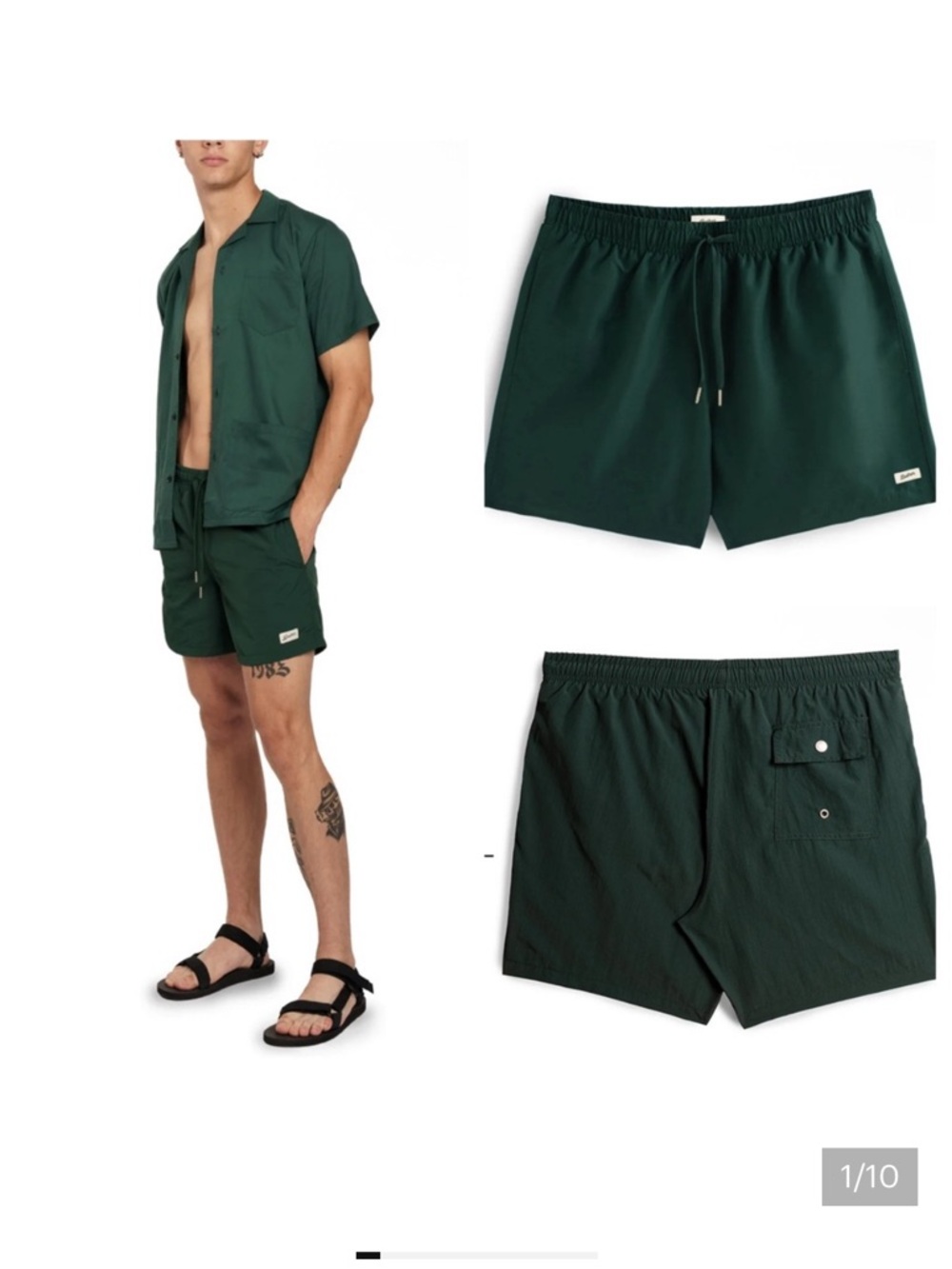 Bather Solid Pine Swim Trunk shorts green S